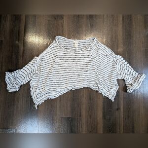We the Free sz. S white / black striped oversized knit crop top